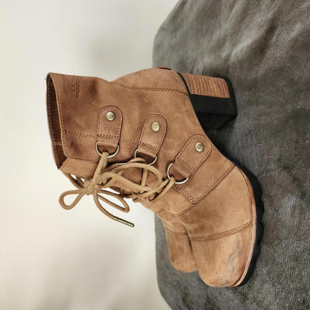 Sorel Addington Lace Up Leather Stacked Heel Combat Boot Womens 8